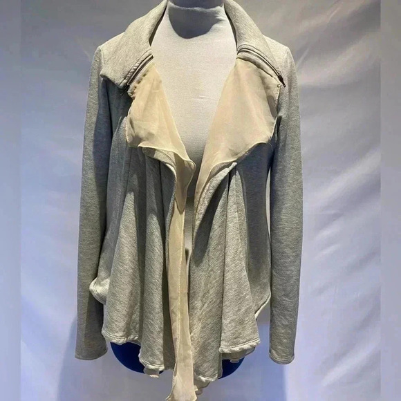 Bordeaux Cascading Chiffon Cardigan, size M - Picture 1 of 3